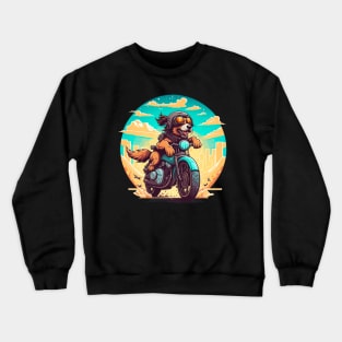 happy dog on a motorcycle Crewneck Sweatshirt